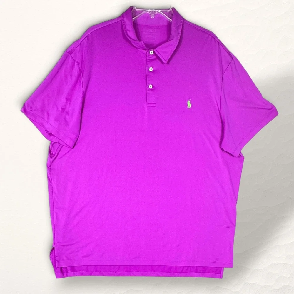 Polo Ralph Lauren Performance Polo Mens 2XL Purple Sporty Golf Active RLX Shirt